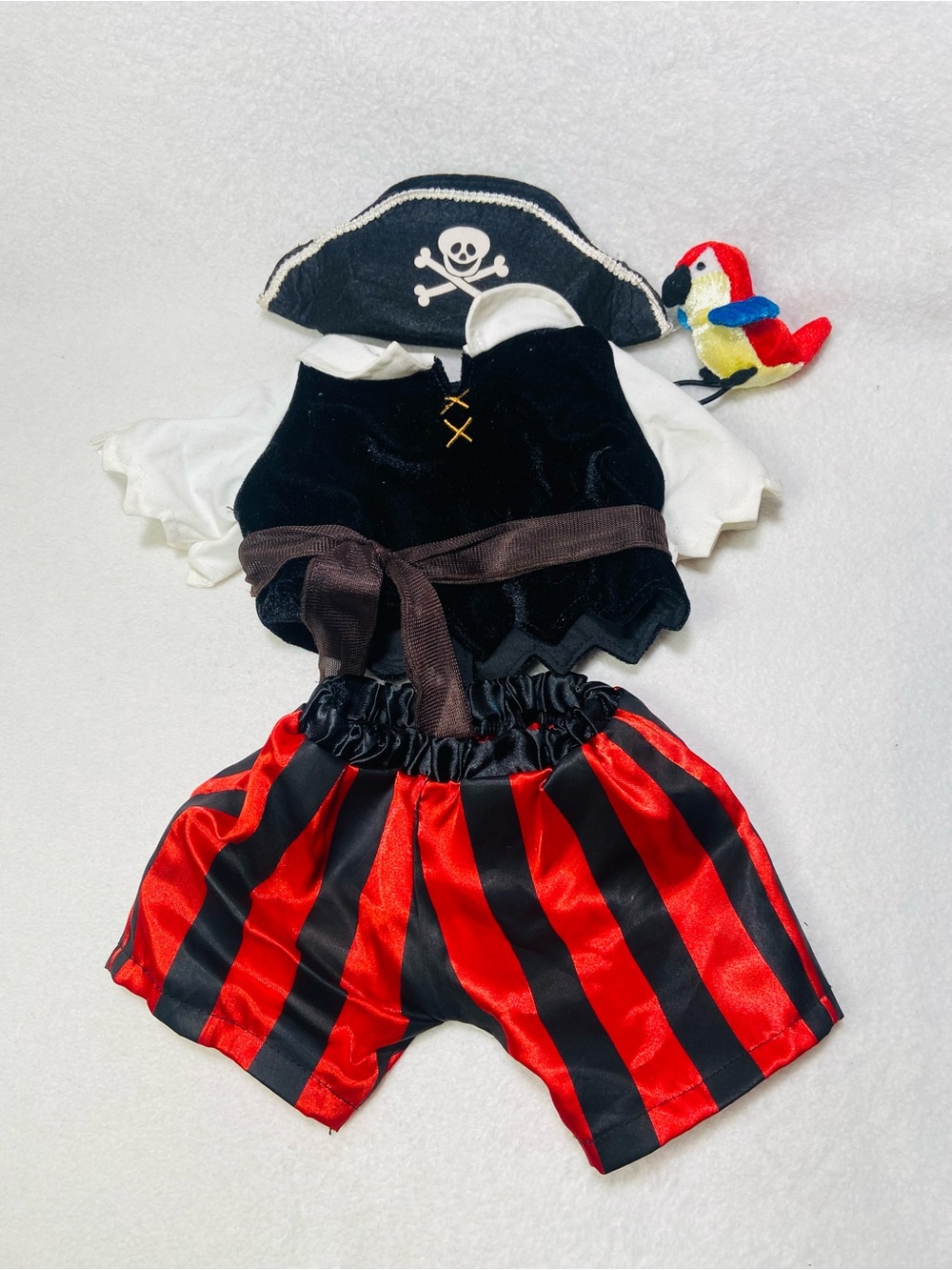 2000s Build a Bear Pirate Outfit Pirate Hat Top Pants Parrot Accessory